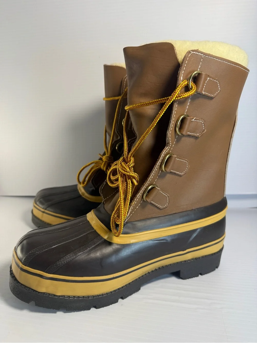 Lake of the Woods Men's Brown Waterproof Winter Boots with Yellow Trim